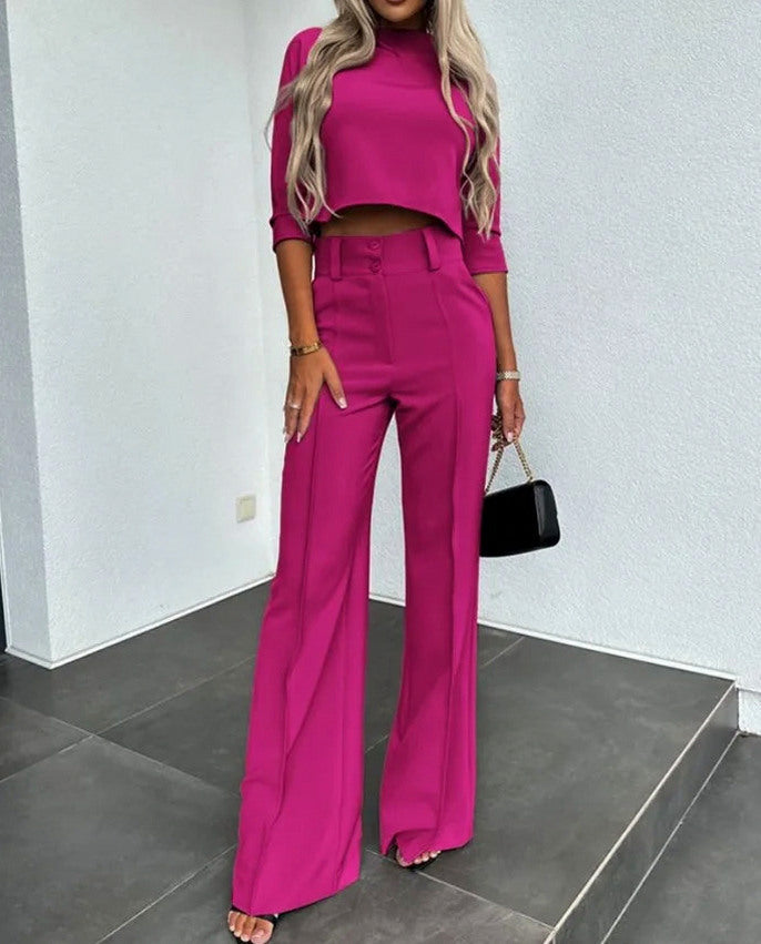 Crop Top and Wide Leg Pant Set