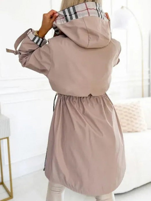 Plaid Hooded Trench Coat