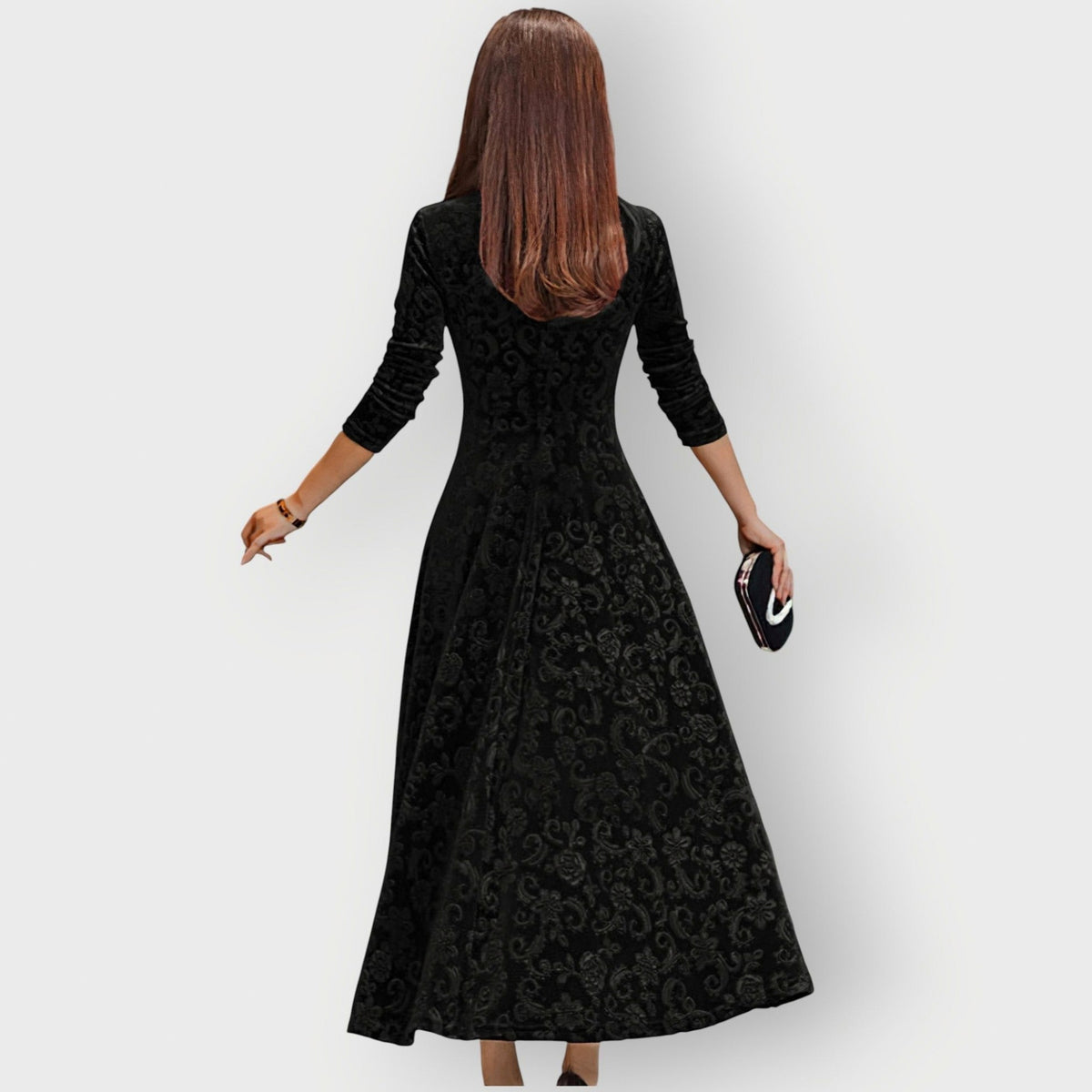 Velvet 3/4 Sleeve Midi Dress
