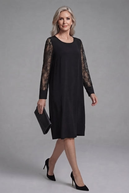 Lace Sleeve A Line Midi Dress