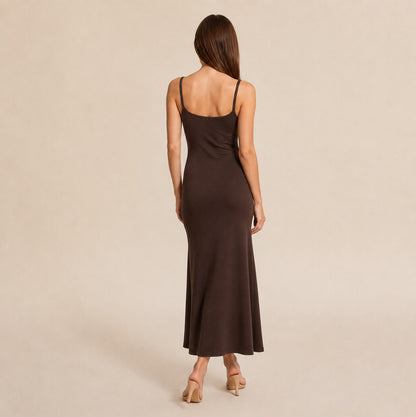 A Line Scoop Neck Maxi Dress