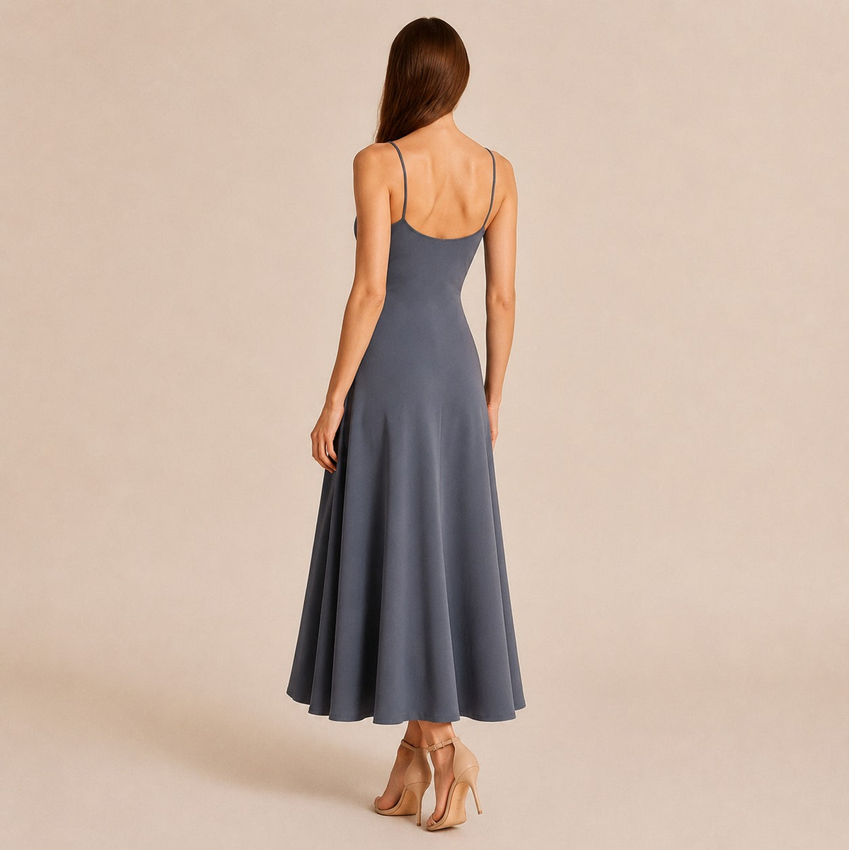 A Line Scoop Neck Maxi Dress