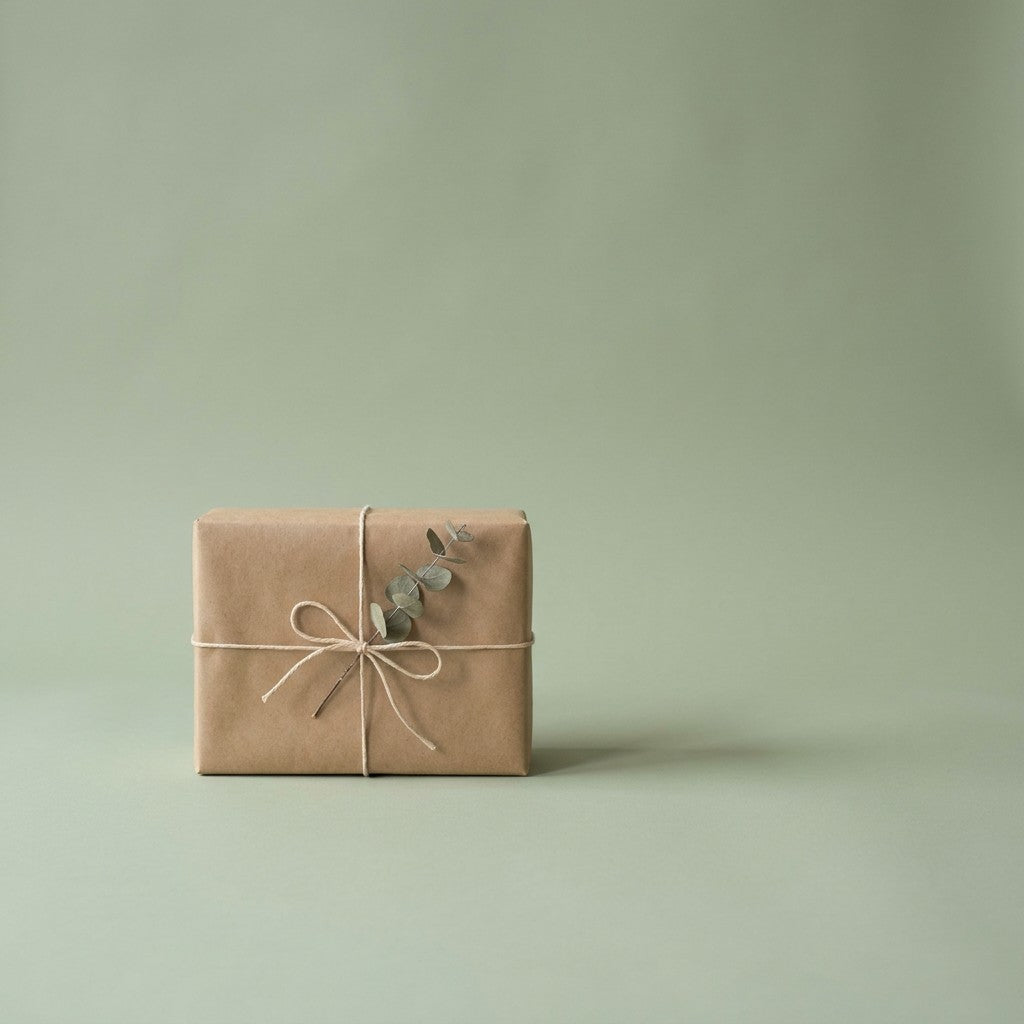 A parcel wrapped in kraft paper and string