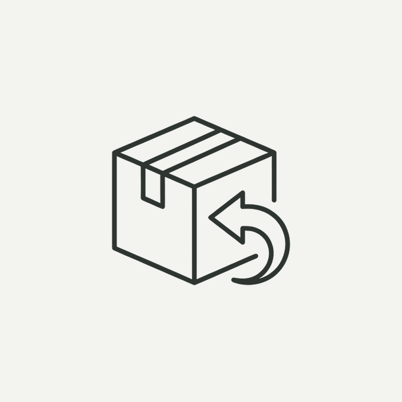 Parcel with a return arrow icon
