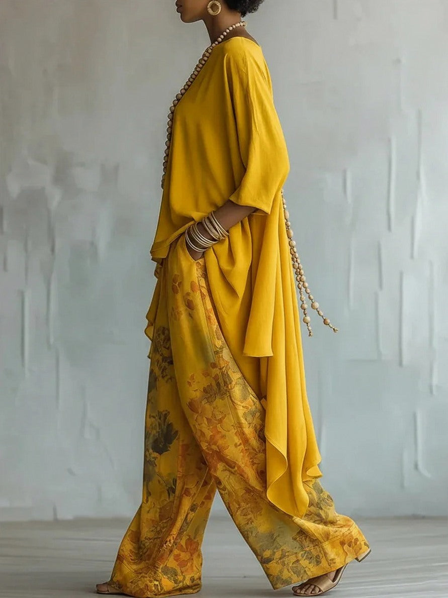 Asymmetric Tunic and Wide Leg Pant Set