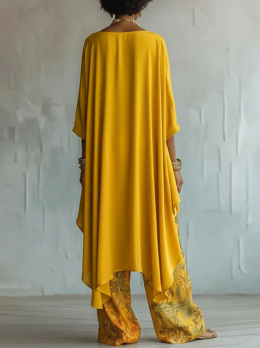 Asymmetric Tunic and Wide Leg Pant Set