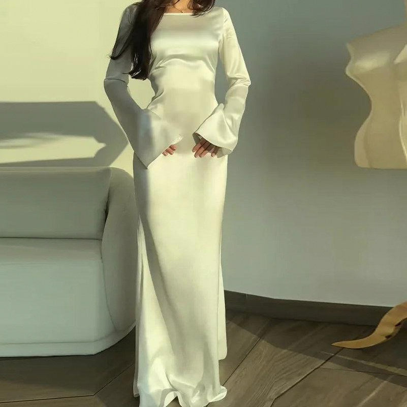 Bell Sleeve Maxi Dress in White