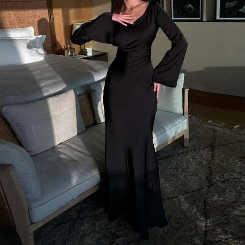 Bell Sleeve Maxi Dress in Black