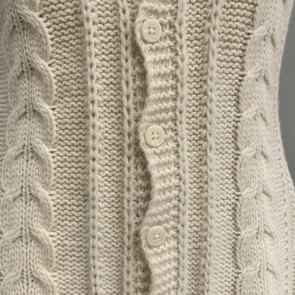 Cable Knit Button Front Sweater Dress