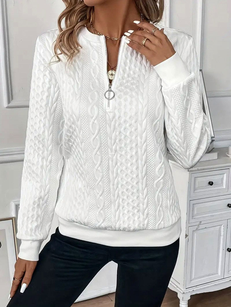 Cable Knit Half Zip Sweater
