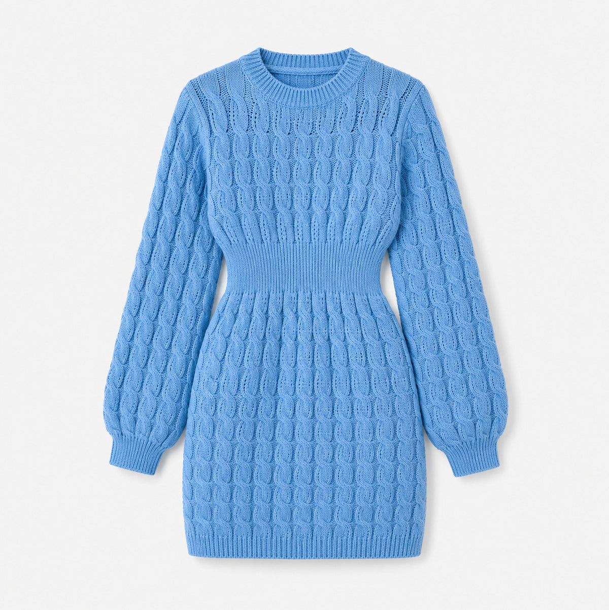 Cable Knit Crewneck Mini Sweater Dress