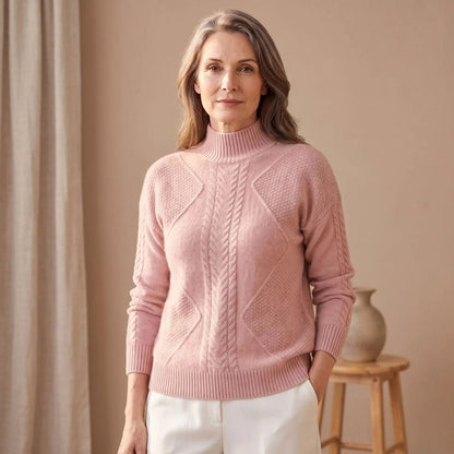 Cable Knit Mock Neck Sweater