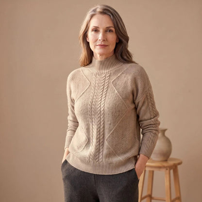 Cable Knit Mock Neck Sweater