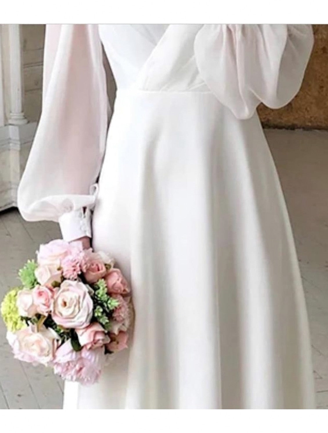 Chiffon Bishop Sleeve Midi Dress