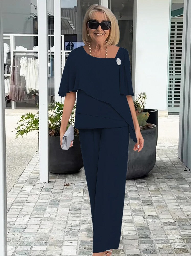 Chiffon Capelet Top and Pant Set
