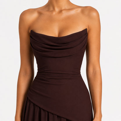 Chiffon Cowl Drop Waist Maxi Dress