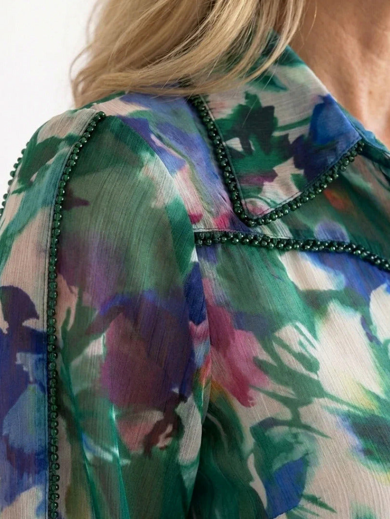 Chiffon Tie Waist Maxi Shirt Dress