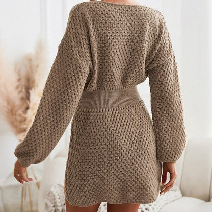 Crewneck Long Sleeve Sweater Dress