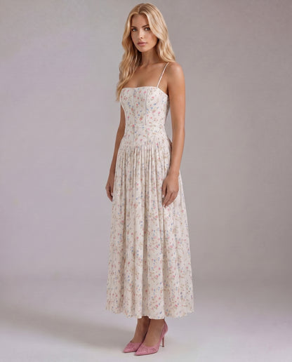 Ditsy Floral Drop Waist Maxi Dress