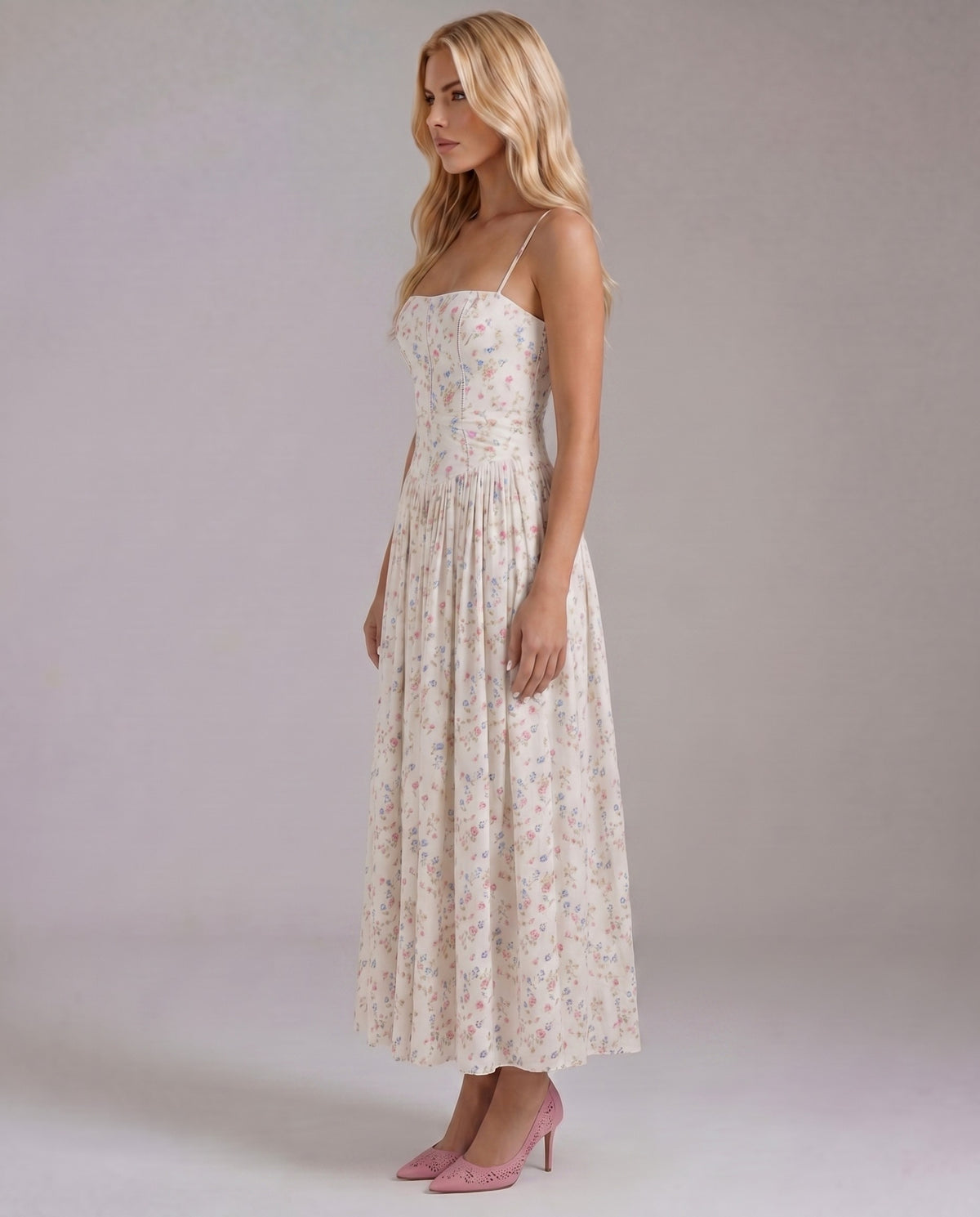 Ditsy Floral Drop Waist Maxi Dress