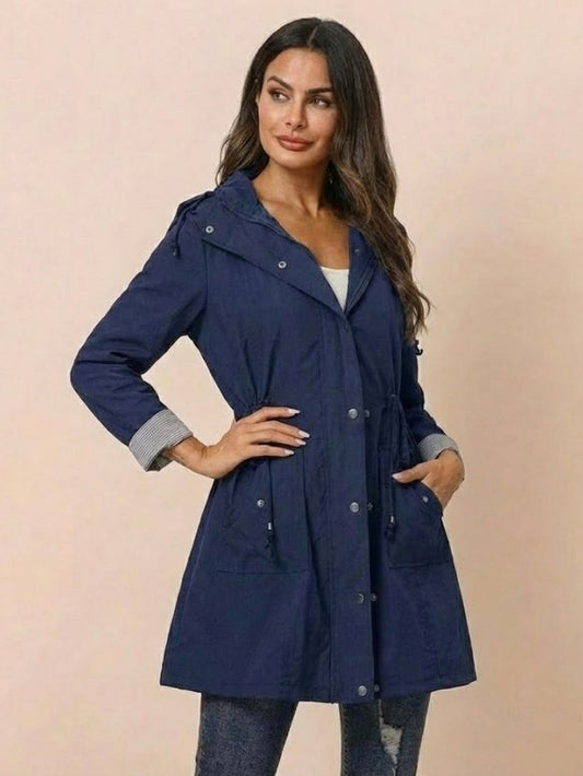 Hooded Drawstring Waist Jacket