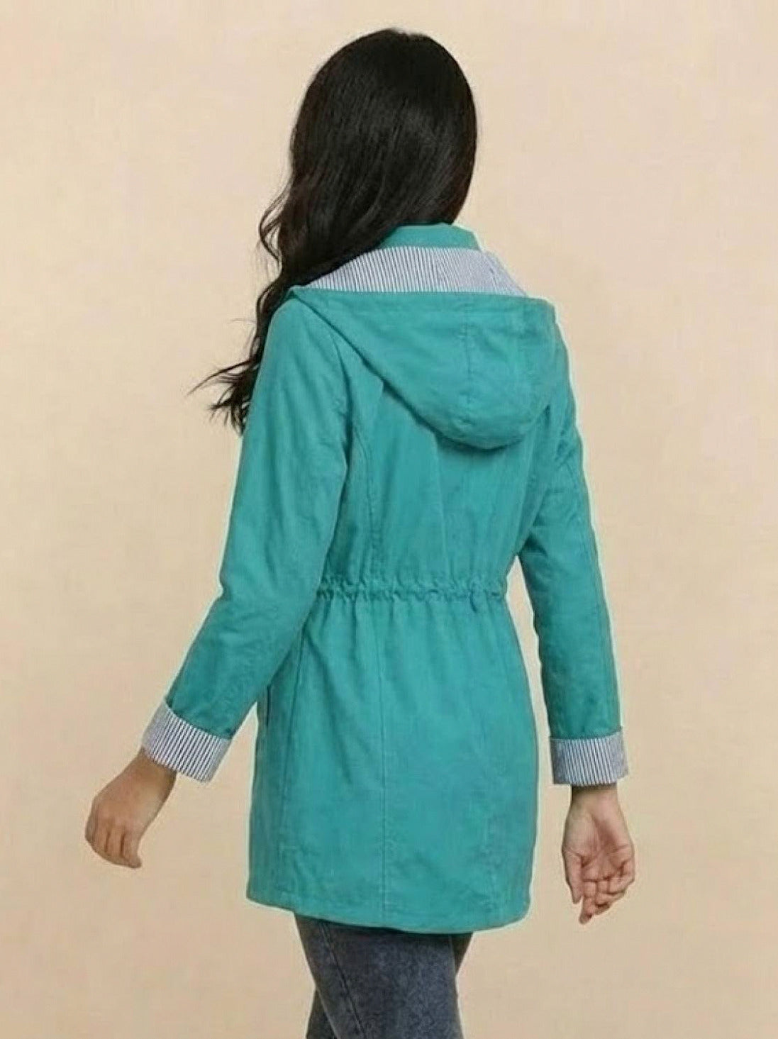 Hooded Drawstring Waist Jacket