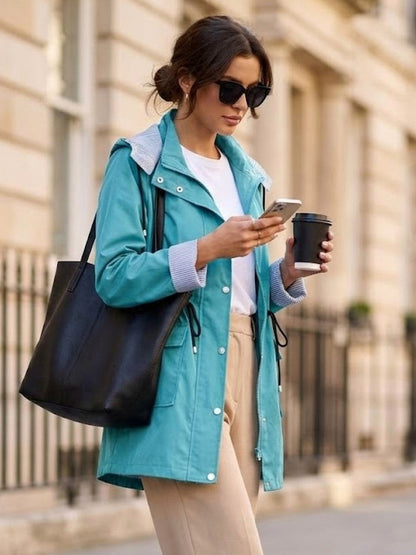 Hooded Drawstring Waist Jacket