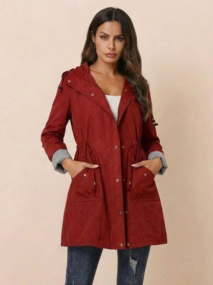 Hooded Drawstring Waist Jacket