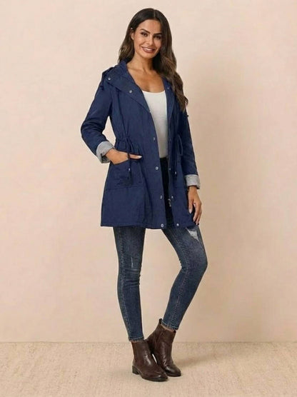 Hooded Drawstring Waist Jacket