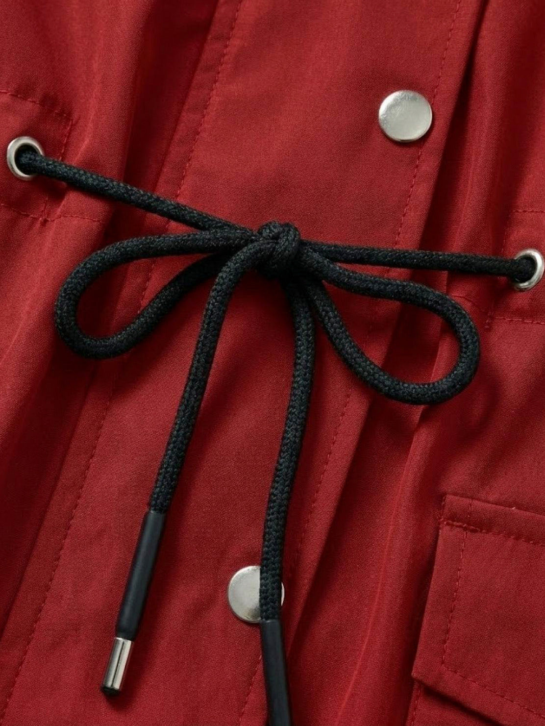 Hooded Drawstring Waist Jacket