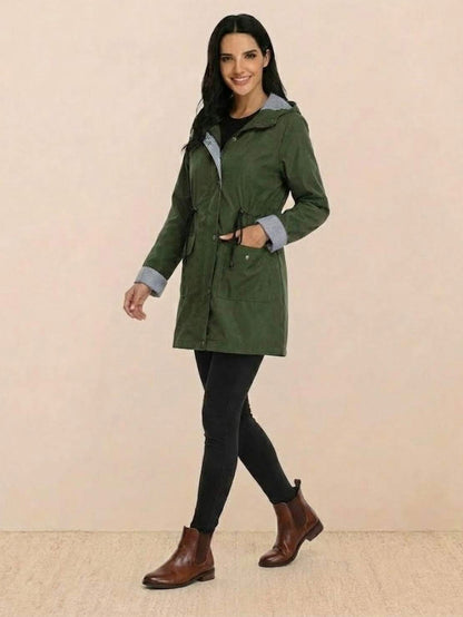 Hooded Drawstring Waist Jacket