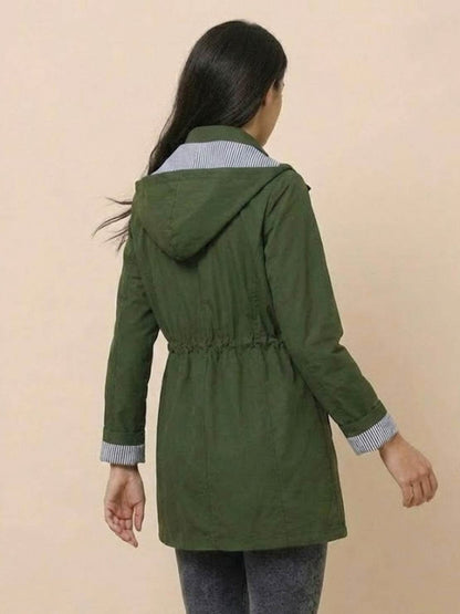 Hooded Drawstring Waist Jacket