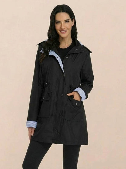 Hooded Drawstring Waist Jacket