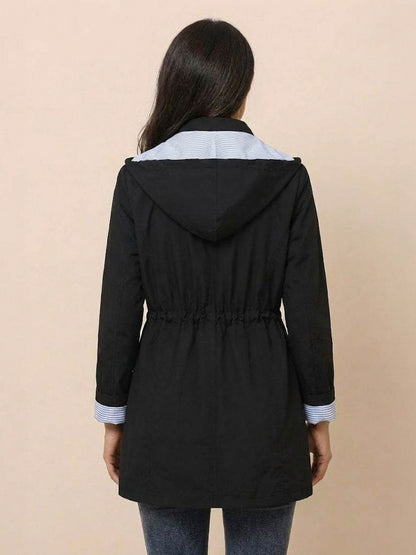 Hooded Drawstring Waist Jacket