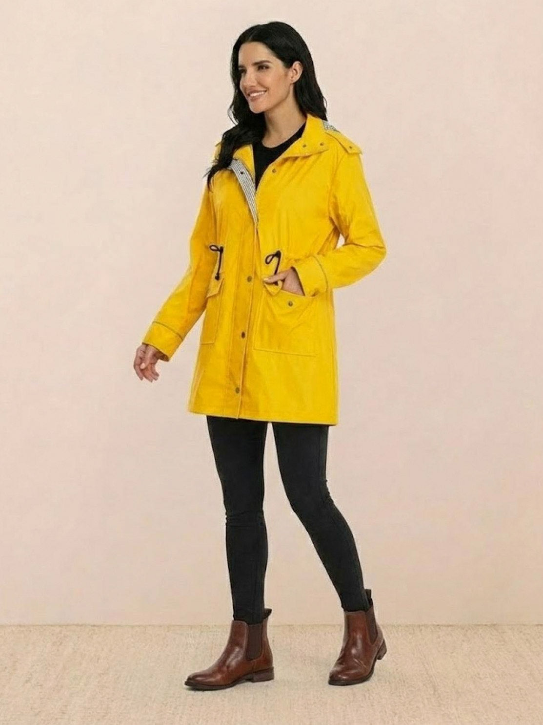 Hooded Drawstring Waist Jacket