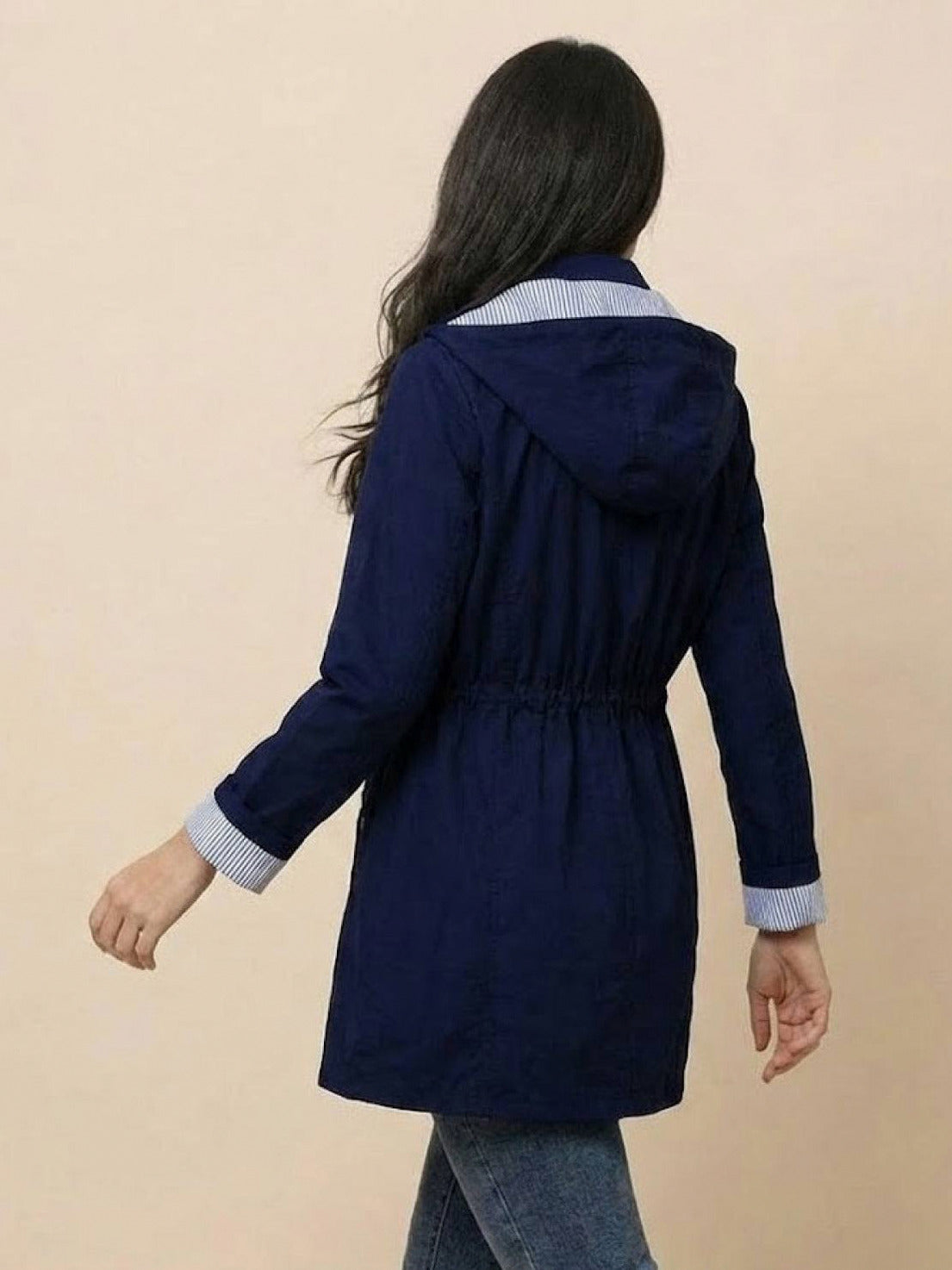 Hooded Drawstring Waist Jacket