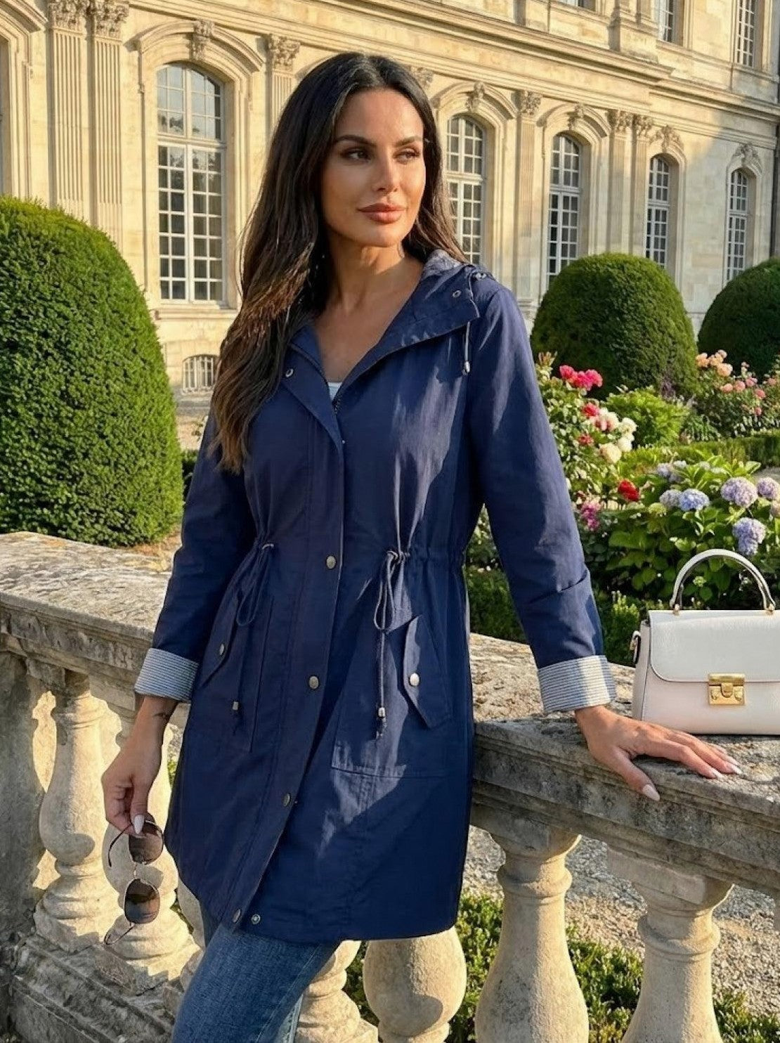 Hooded Drawstring Waist Jacket
