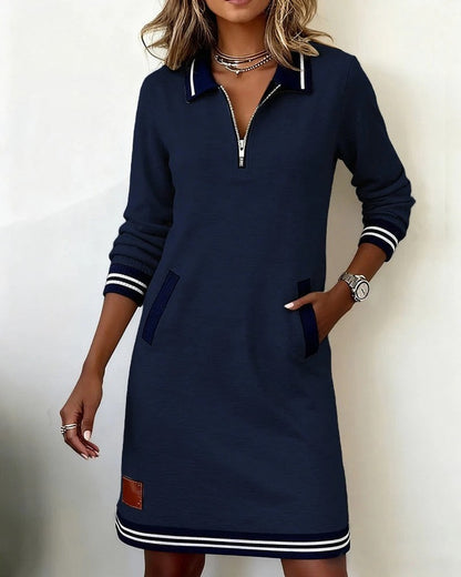 Knit Half Zip Collared Mini Dress