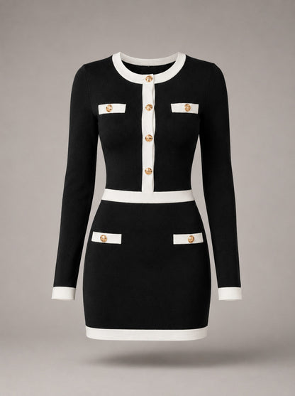 Knit Long Sleeve Mini Sweater Dress