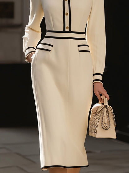 Long Sleeve Collared Midi Dress