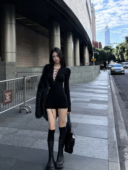 Long Sleeve Lace Up Romper