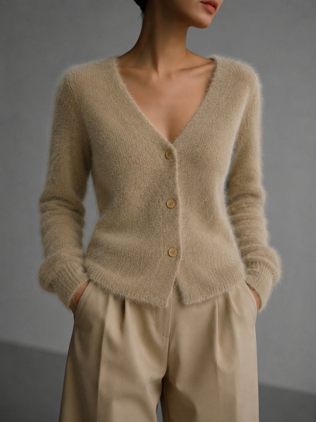 Off Shoulder Button Front Knit Cardigan