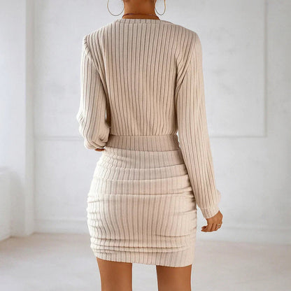 Off Shoulder Ribbed Knit Sweater Dress