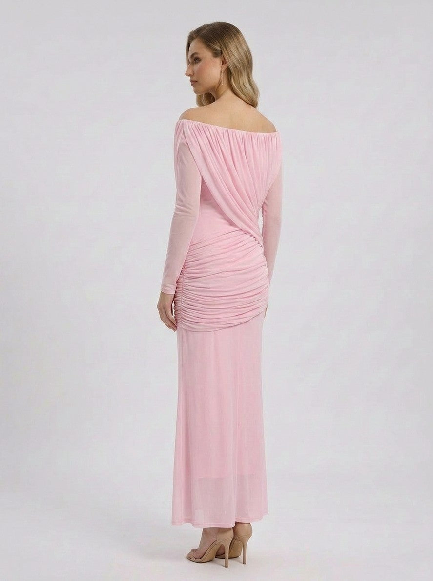 Off Shoulder Ruched Maxi Dress