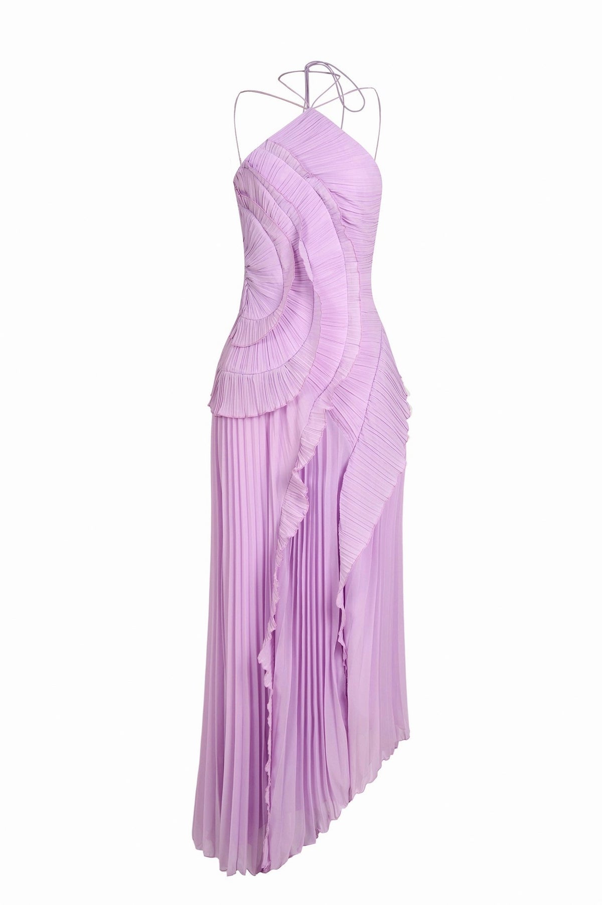 Pleated Halter Maxi Dress