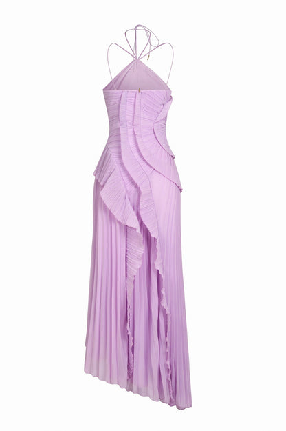 Pleated Halter Maxi Dress