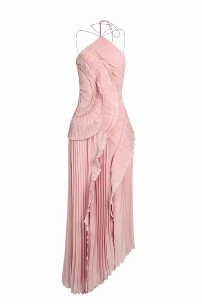 Pleated Halter Maxi Dress