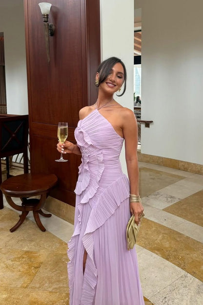 Pleated Halter Maxi Dress