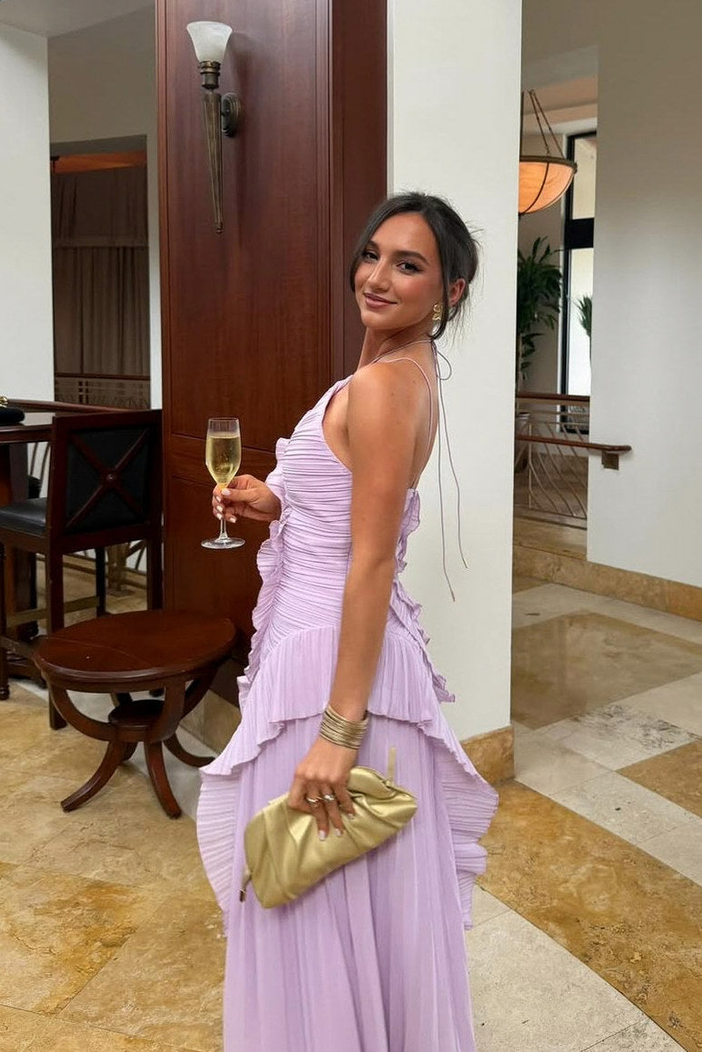 Pleated Halter Maxi Dress