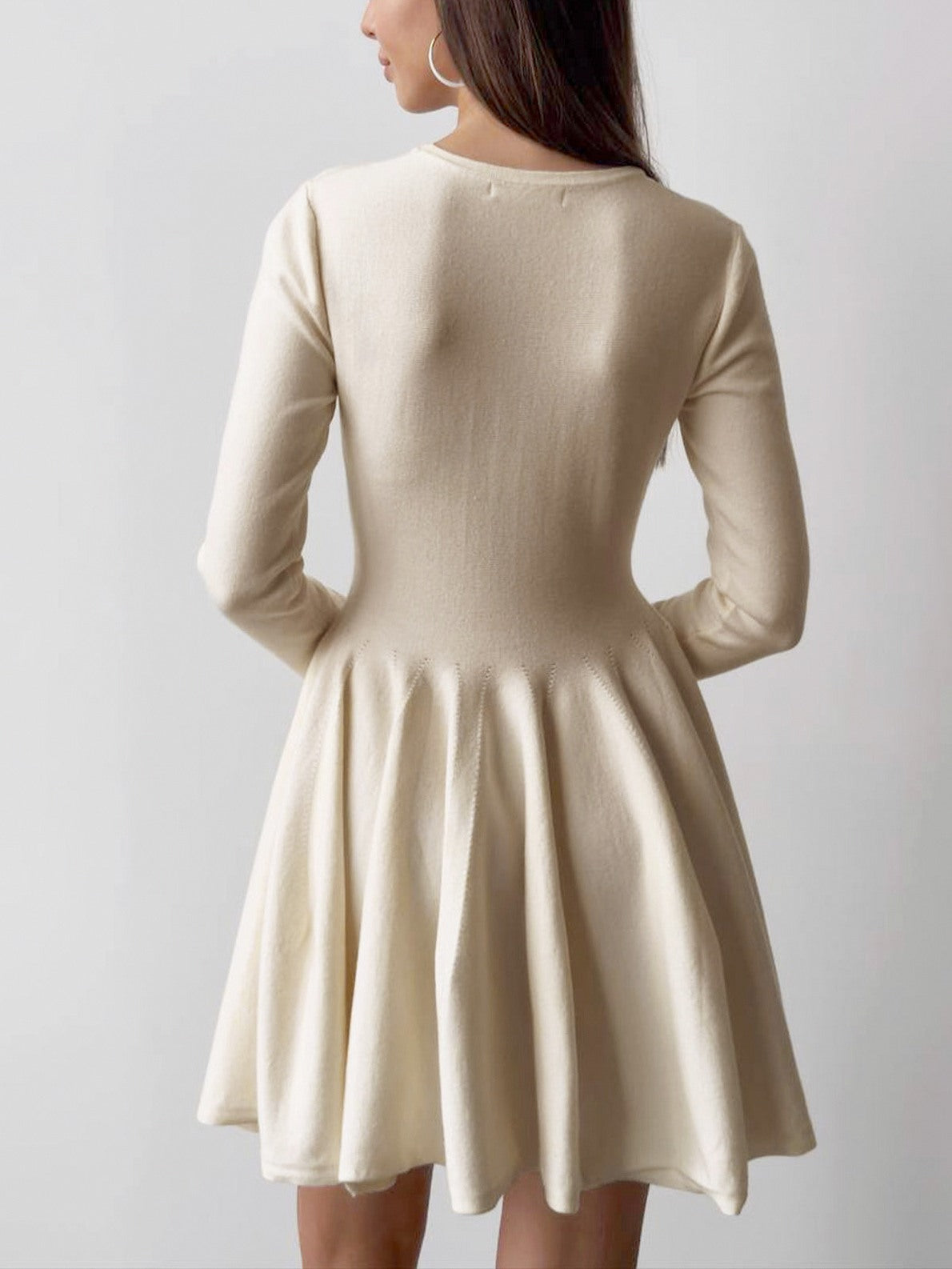 Pleated Knit A Line Mini Dress
